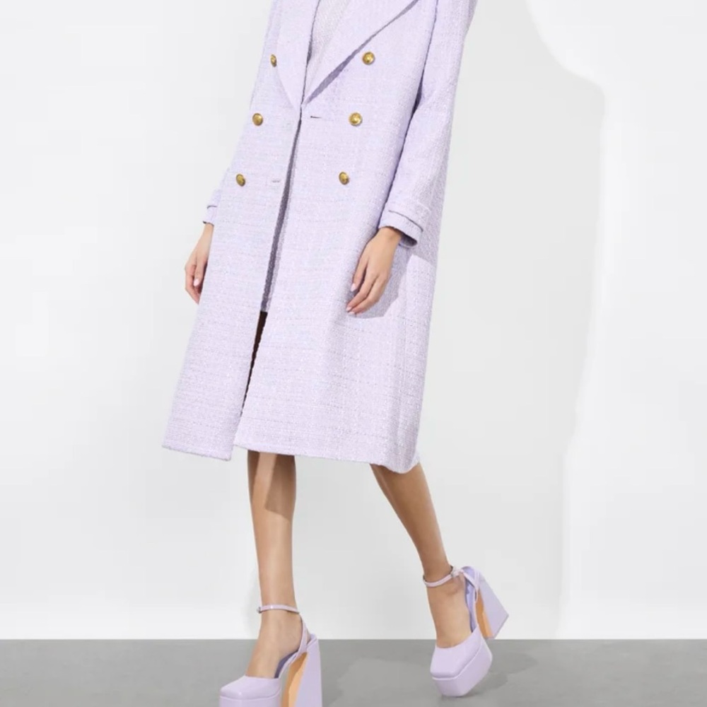 Alice + Olivia Light Purple Double-Breasted Trench Coat - Picture 4 of 13